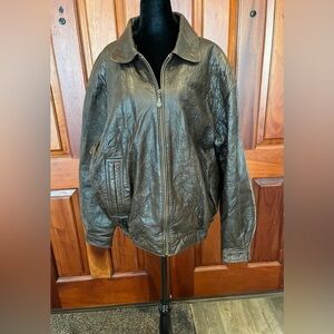 VTG Hunt Club Men's Brown Leather Aviator Flight Bomber Jacket Size Large 42-44